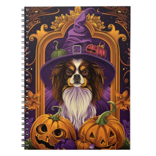 Spooky Tibetaanse Spaniel Hond Halloween Heksenpom Notitieboek (Voorkant)