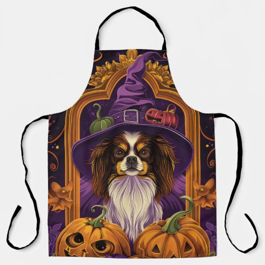 Spooky Tibetaanse Spaniel Hond Halloween Heksenpom Schort (Voorkant)