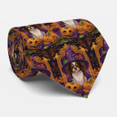 Spooky Tibetaanse Spaniel Hond Halloween Heksenpom Stropdas (Opgerold)