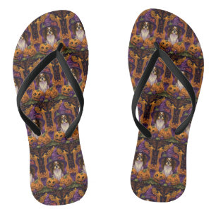 Spooky Tibetaanse Spaniel Hond Halloween Heksenpom Teenslippers