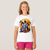 Spooky Time Haunted House Halloween T-shirt (Voorkant volledig)