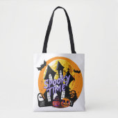 Spooky Time Haunted House Halloween Tote Bag (Voorkant)