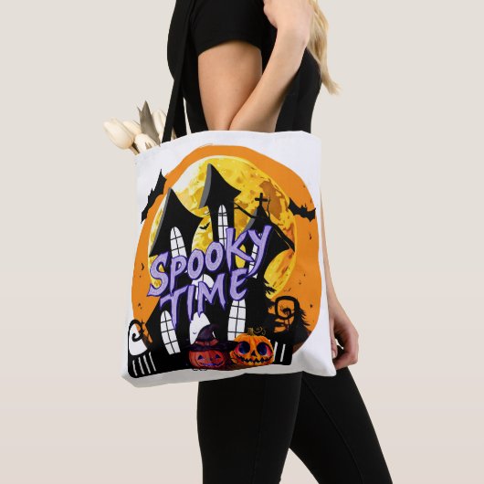 Spooky Time Haunted House Halloween Tote Bag (Dichtbij)