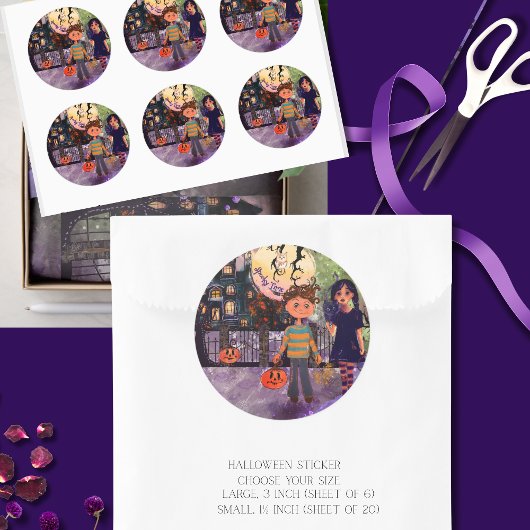 Spooky Time Monster Kinder Halloween Ronde Sticker