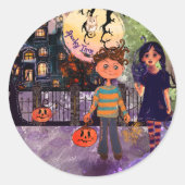 Spooky Time Monster Kinder Halloween Ronde Sticker (Voorkant)