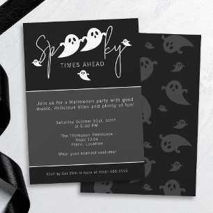 Spooky Times Ahead Ghosts Halloween Party Kaart