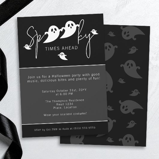 Spooky Times Ahead Ghosts Halloween Party Kaart