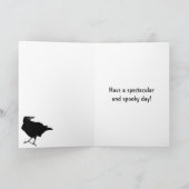Spooky Tombstone en Black Crow Happy Halloween Kaart (Binnen)