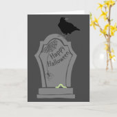 Spooky Tombstone en Black Crow Happy Halloween Kaart (Gele Bloem)