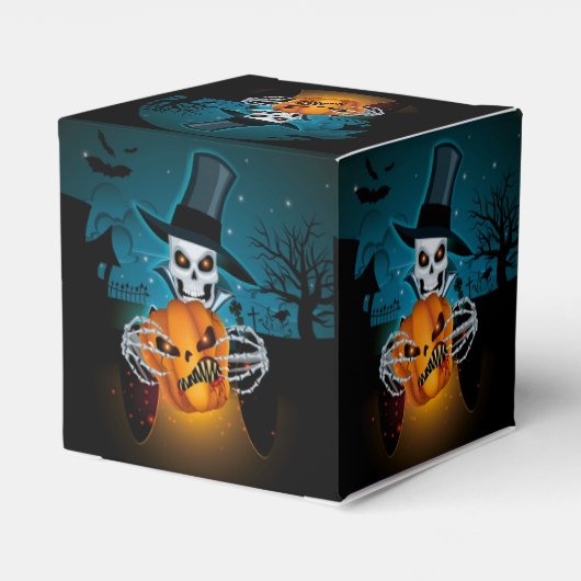 Spooky Top Hat Skelet Cube Bedankdoosjes (Achterkant)