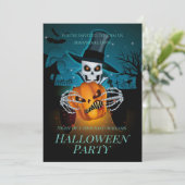 Spooky Top Hat Skeleton Kaart (Staand voorkant)