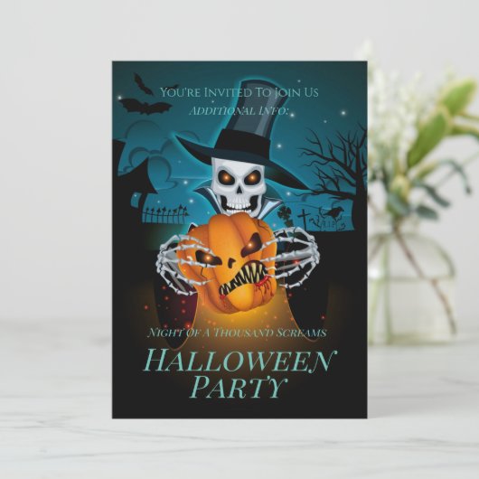 Spooky Top Hat Skeleton Kaart (Staand voorkant)