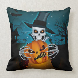 Spooky Top Hat Skeleton Kussen