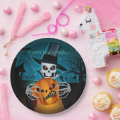Spooky Top Hat Skeleton Papieren Bordje (Feest)