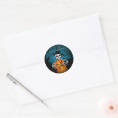Spooky Top Hat Skeleton Ronde Sticker (Envelop)