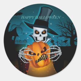 Spooky Top Hat Skeleton Ronde Sticker