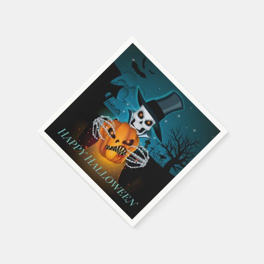 Spooky Top Hat Skeleton Servet (Hoek)