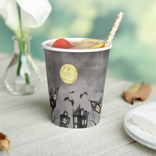 Spooky town Halloween Paper Cups Papieren Bekers (Insitu)