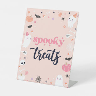 Spooky Treatment Cute Halloween Ghost Birthday Dec Reclamebord Met Voetstuk