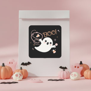 Spooky Treats Vriendelijke Geesten BOO ID1325 Vierkante Sticker