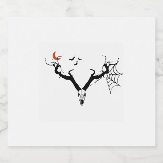 Spooky tree deer antlers   sparkling wijnetiket (Enkel label)
