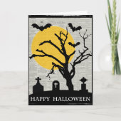 Spooky Tree en Tombstone Halloween Kaart (Voorkant)