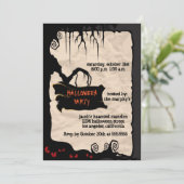 Spooky Tree - Halloween-feestuitnodiging Kaart (Staand voorkant)