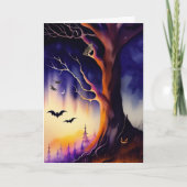 Spooky Tree Haunted Forest Halloween Kaart (Voorkant)