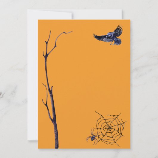 Spooky Tree Owl Bats Pumpkins Halloween Party Kaart (Achterkant)