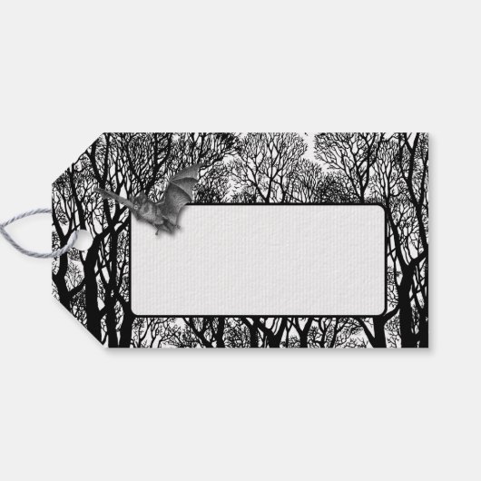 Spooky Trees & Bat Halloween Gift Labels Cadeaulabel (Achterkant Horizontaal)