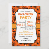 Spooky Trees en Bats Halloween Party Kaart (Voorkant)