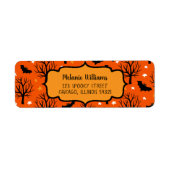 Spooky Trees en Bats Halloween Pattern Etiket (Voorkant)