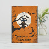 Spooky Trees Owl Full Moon Halloween Invitation Kaart (Staand voorkant)