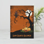 Spooky Trees Owl Full Moon Halloween Invitation Kaart (Staand voorkant)