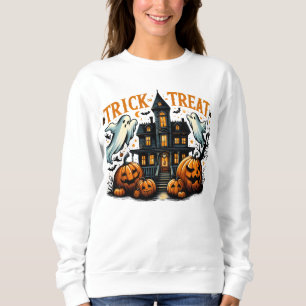 Spooky trick-or-treat bij een oud herenhuis trui