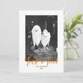 Spooky Trick or treat Halloween-fotokaart Kaart (Staand voorkant)
