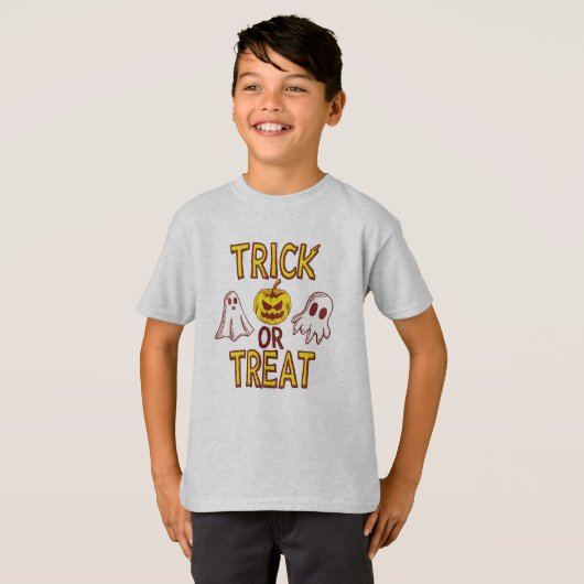 Spooky Trick or Treat Halloween - ghosts & pumpkin T-shirt (Voorkant volledig)