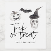 Spooky Trick or treat | Halloween-partij Wijn Etiket (Enkel label)