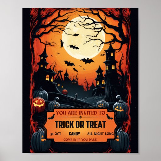 Spooky Trick or treat Invitation Poster (Voorkant)