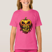 Spooky "Trick or treat" Pompoen Halloween Art T-shirt (Voorkant)