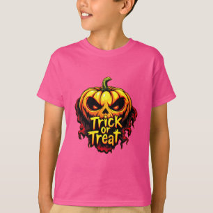 Spooky "Trick or treat" Pompoen Halloween Art T-shirt