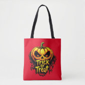 Spooky "Trick or treat" Pompoen Halloween Art Tote Bag (Voorkant)