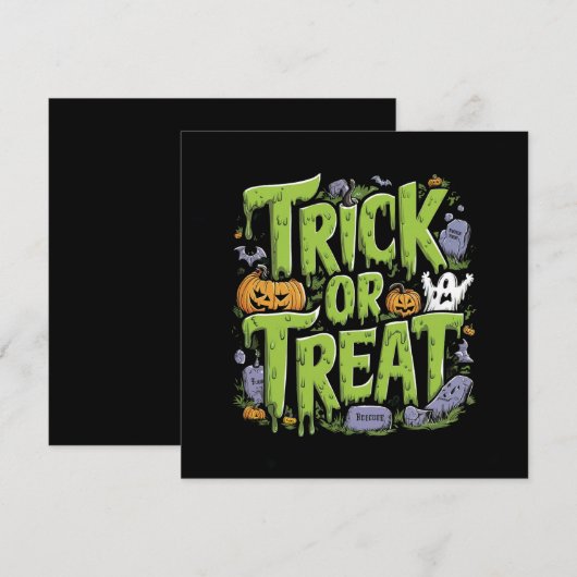 Spooky Trick or treat Slime Halloween Kaart (Voorkant / Achterkant)