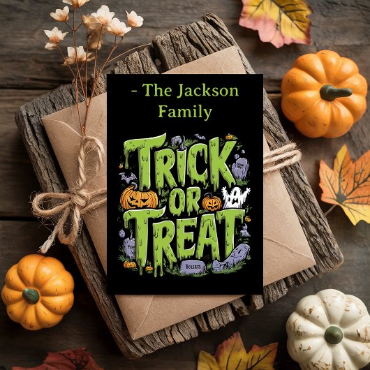 Spooky Trick or treat Slime Halloween Party - Flat