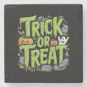 Spooky Trick or Treat Slime Halloween  Stenen Onderzetter (Voorkant)