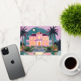 Spooky Tropical Halloween Mansion Wenskaart Folie Wenskaart