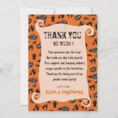 Spooky truc en behandelen Halloween gender reveal Bedankkaart (Voorkant)