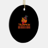 Spooky Trumpkin Halloween Top Hat & Tongue Out- Is Keramisch Ornament (Rechts)