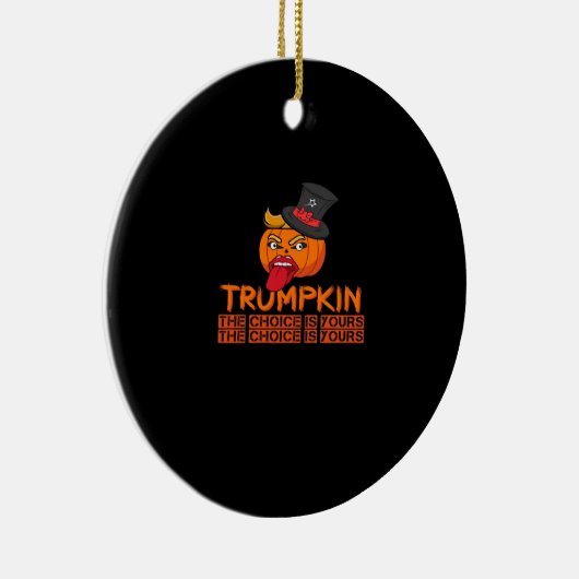 Spooky Trumpkin Halloween Top Hat & Tongue Out- Is Keramisch Ornament (Rechts)