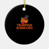 Spooky Trumpkin Halloween Top Hat & Tongue Out- Is Keramisch Ornament (Voorkant)